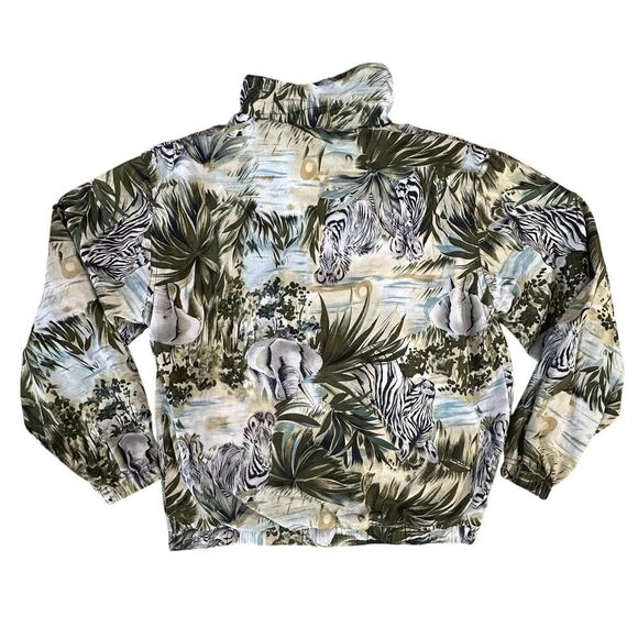 VTG EVR 90s Y2K Satin Jungle Safari Lightweight Windbreaker Jacket Women Size PS - Picture 10 of 16
